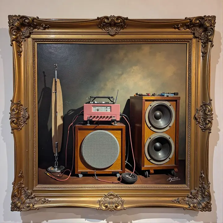 trained on my dad's paintings and my speaker cabinet designs