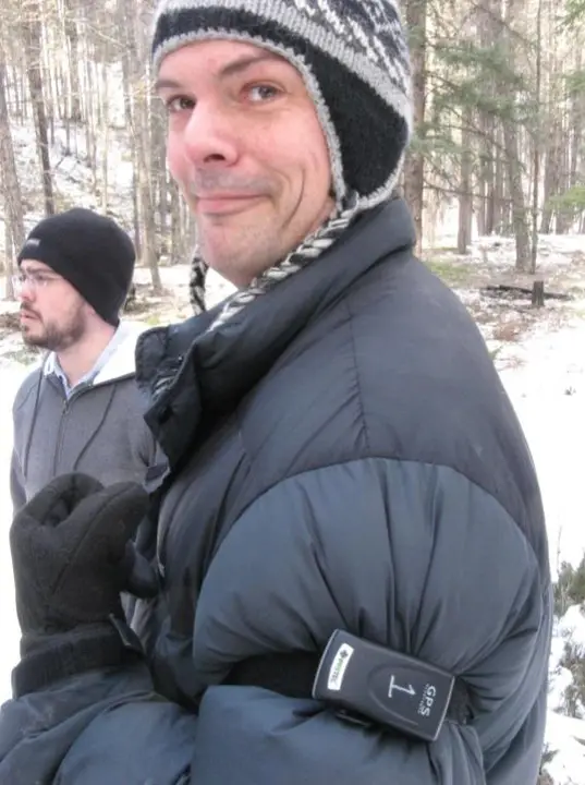 The GPS unit on its armband